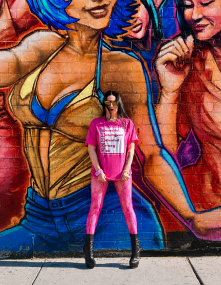 Pink BITCH T-Shirt (with White)